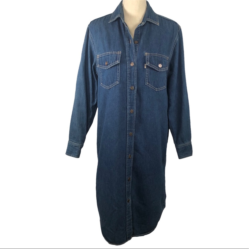 Levi’s Denim Shirt Button Front Dress Long Sleeve Size Large